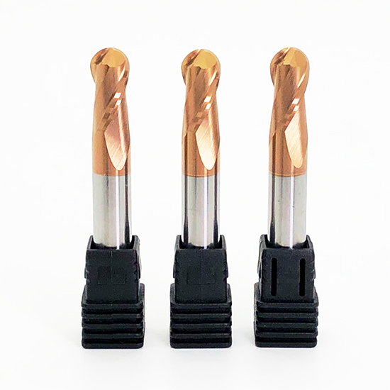 Fresa de punta esférica de 2 flautas de carburo sólido HRC60 con revestimiento nano de bronce