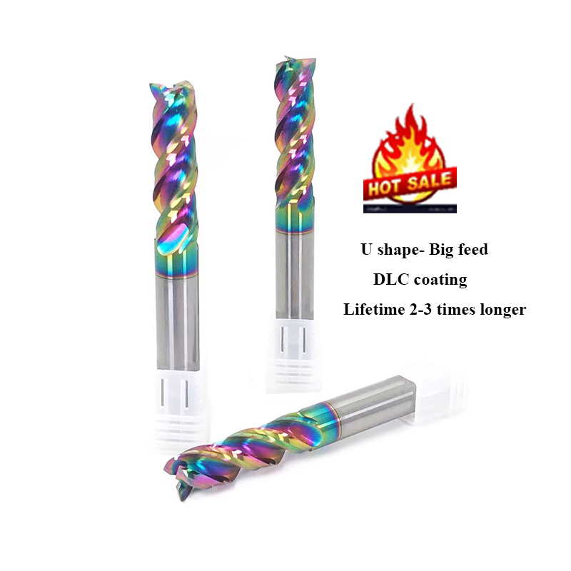 Fresas de extremo recubiertas de DLC en forma de U de carburo sólido para aluminio